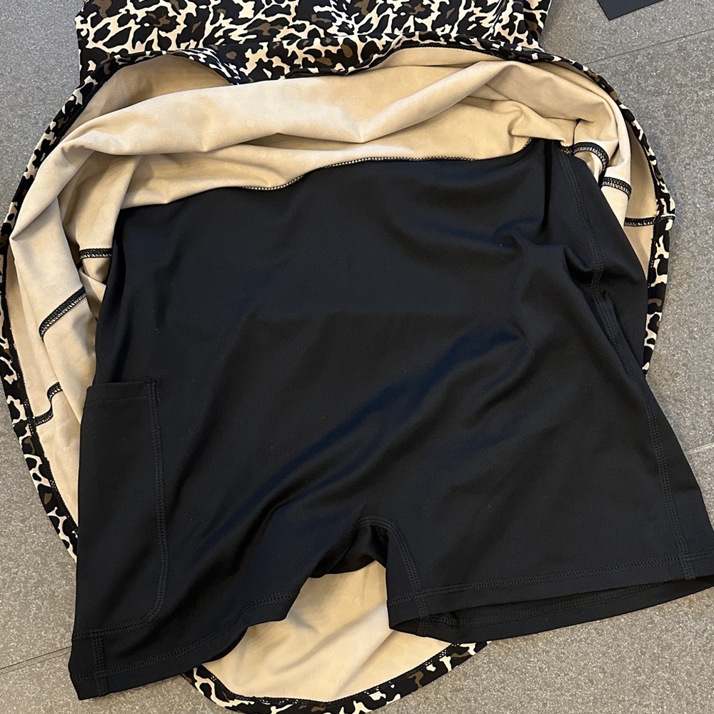 Fabletics Black and Cream Leopard Print Dress - Picture 3 of 11